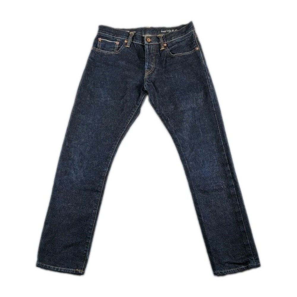 Gap 1969 Straight Fit Jeans Mens 30X30 Blue Selvedge Button Fly Denim Pants